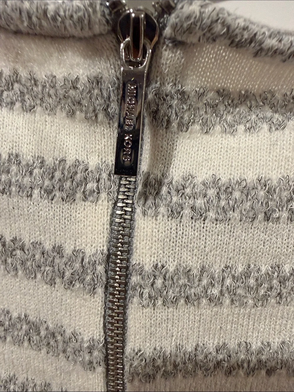 Michael Kors White and Gray Striped Sleeveless Knit Tank